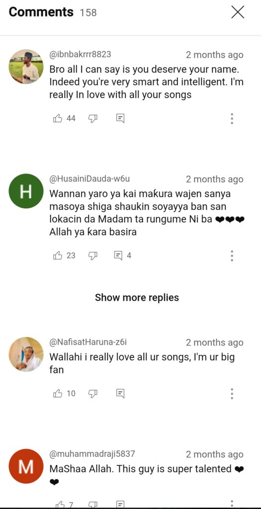 screenshot of fan reactions