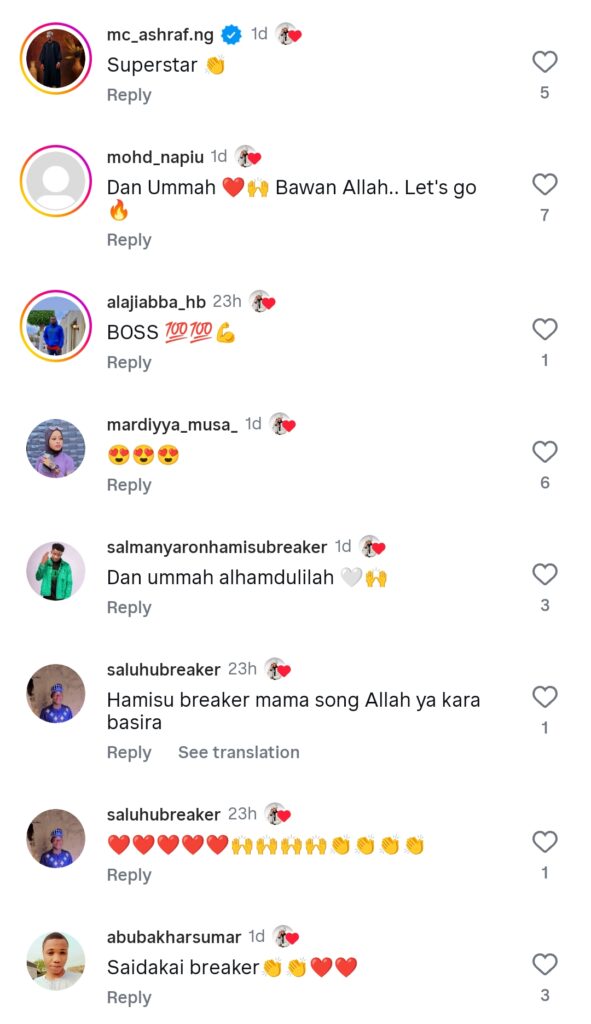 screenshot of fan reactions