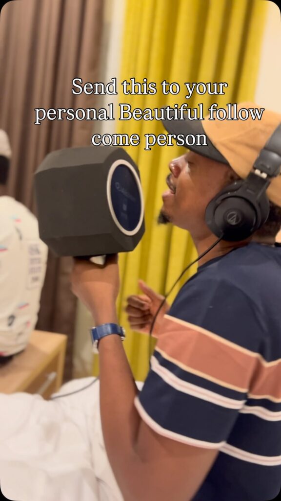 Namenj recording in studio Studio session showing Namenj recording music