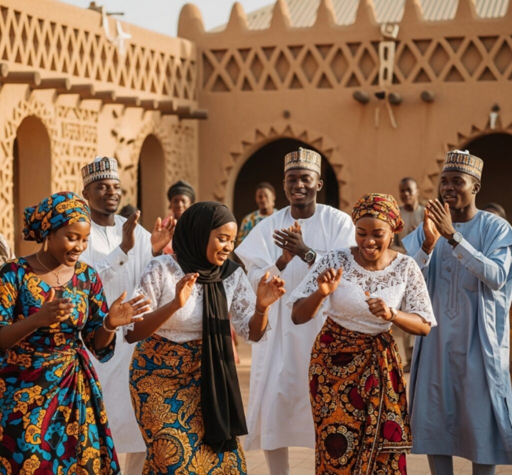 Hausa artist recording music video